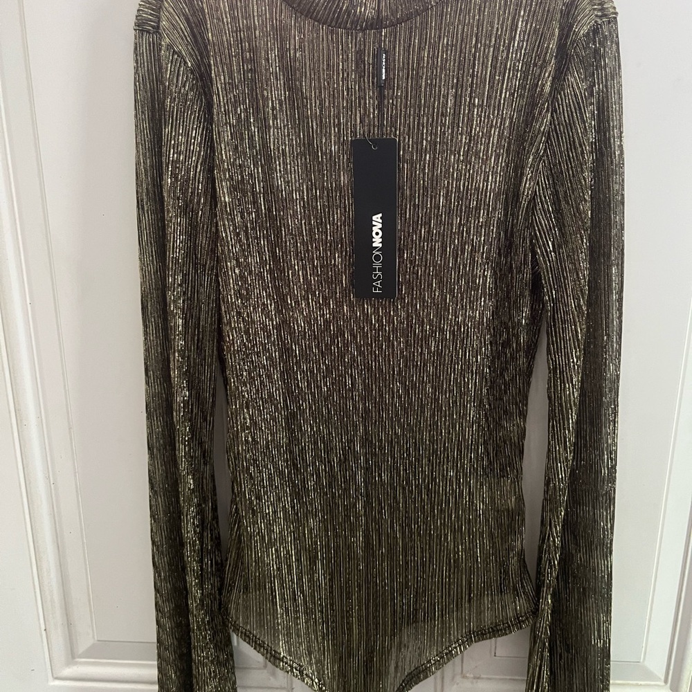 Fashion Nova Brown Ribbed Long Sleeve Bodysuit